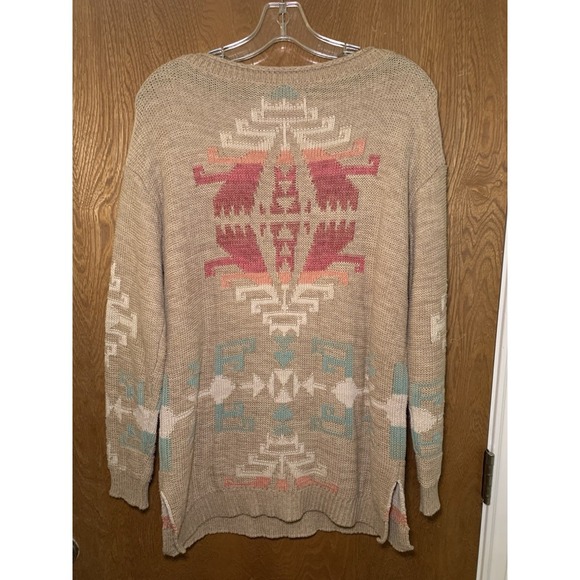 Lauren Ralph Lauren Tan Knit Aztec Southwestern Sweater Size M Western Heavy - Picture 2 of 11